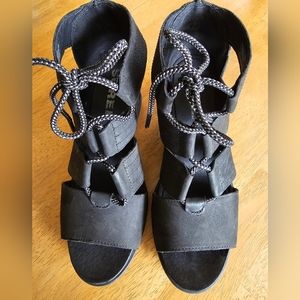 Sorel Black Lace-Up Open-Toe Sandals